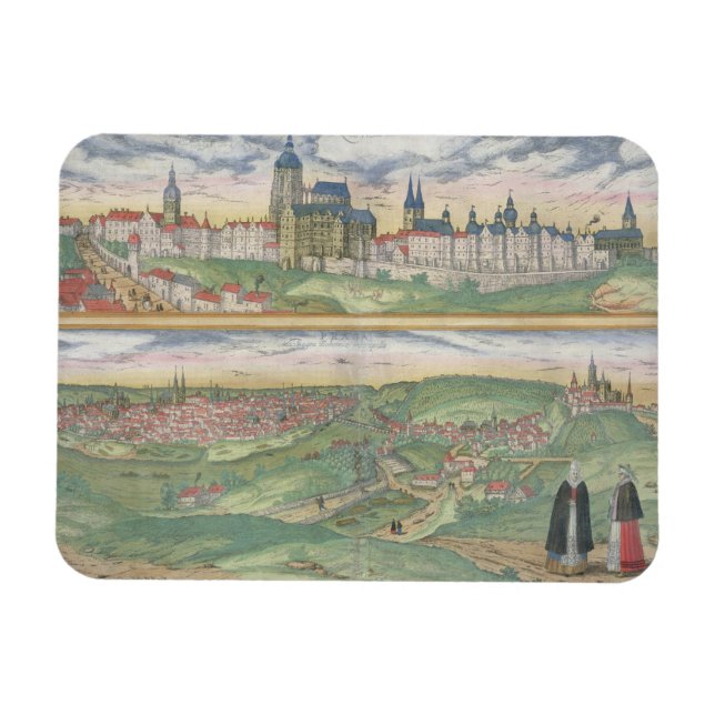 Karta i Prag från "Civitates Orbis Terrarum" av Magnet (Horisontell)