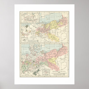 Karta i Preussia i 1866 Skriv ut Poster