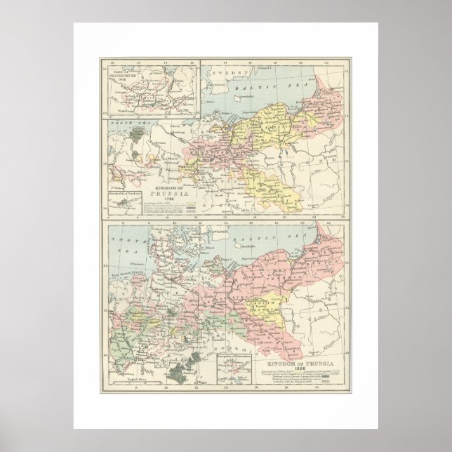 Karta i Preussia i 1866 Skriv ut Poster (Framsidan)