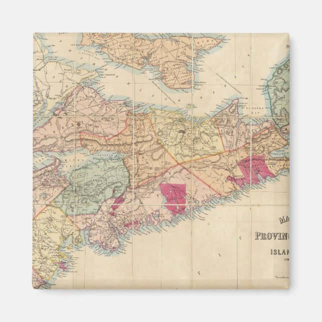 Karta i provinsen Nova Scotia 3 Magnet (Framsidan)