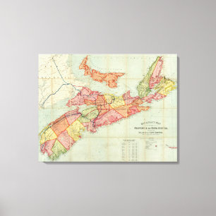 Karta i provinsen Nova Scotia 4 Canvastryck