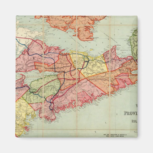 Karta i provinsen Nova Scotia 4 Magnet (Framsidan)