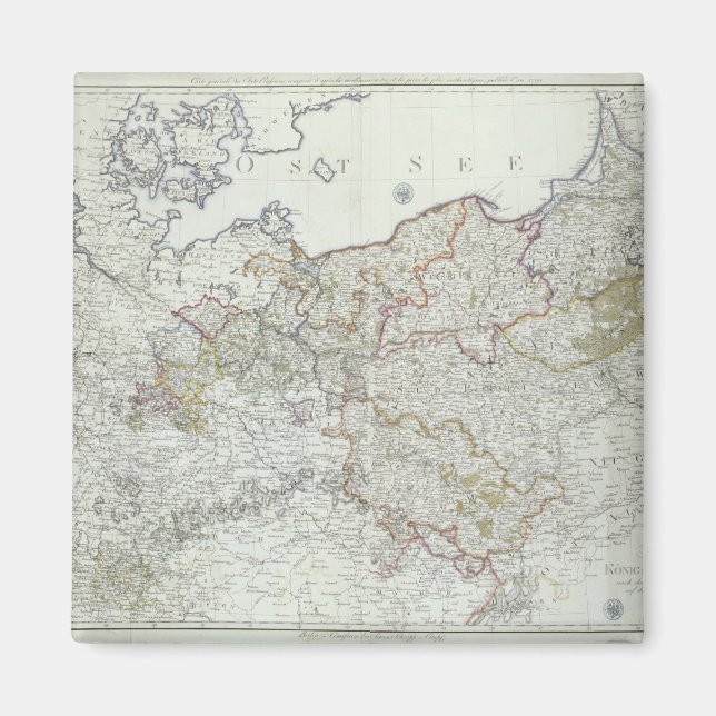Karta i Prussiska Stater 1799 Magnet (Framsidan)