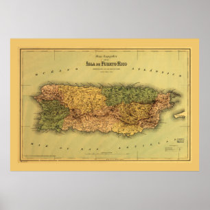Karta i Puerto Rico (1886) Poster