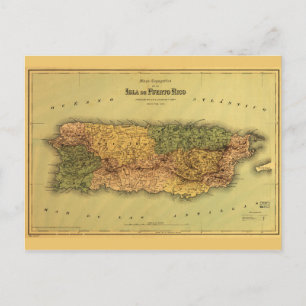 Karta i Puerto Rico (1886) Vykort