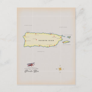 Karta i Puerto Rico. Vykort