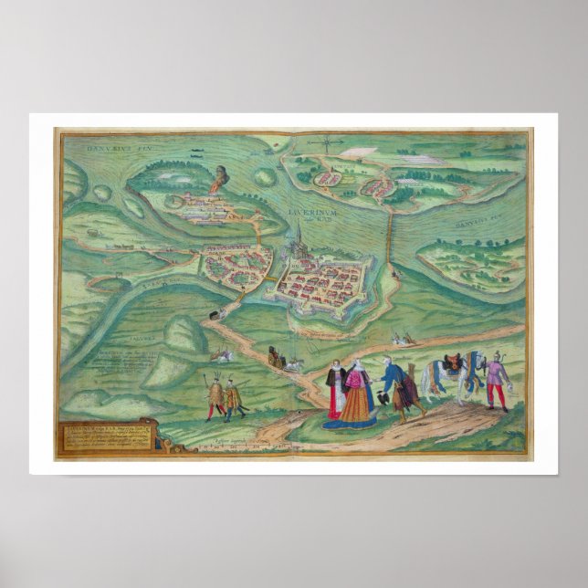Karta i Raab, från "Civitates Orbis Terrarum" av G Poster (Framsidan)