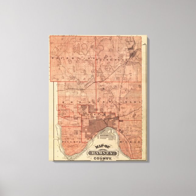 Karta i Ramsey County, Minnesota Canvastryck (Framsida)