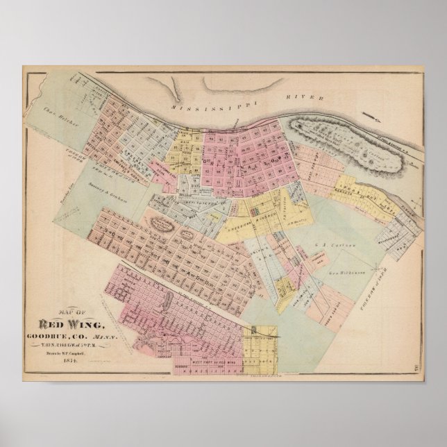 Karta i Red Vinge, Goodhue County, Minnesota Poster (Framsidan)