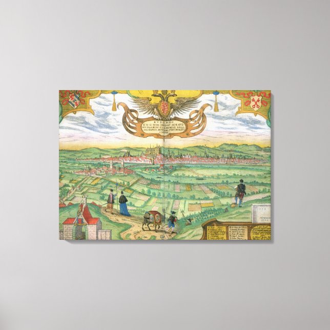 Karta i Regensburg från Civitates Orbis Terrarum Canvastryck (Framsida)