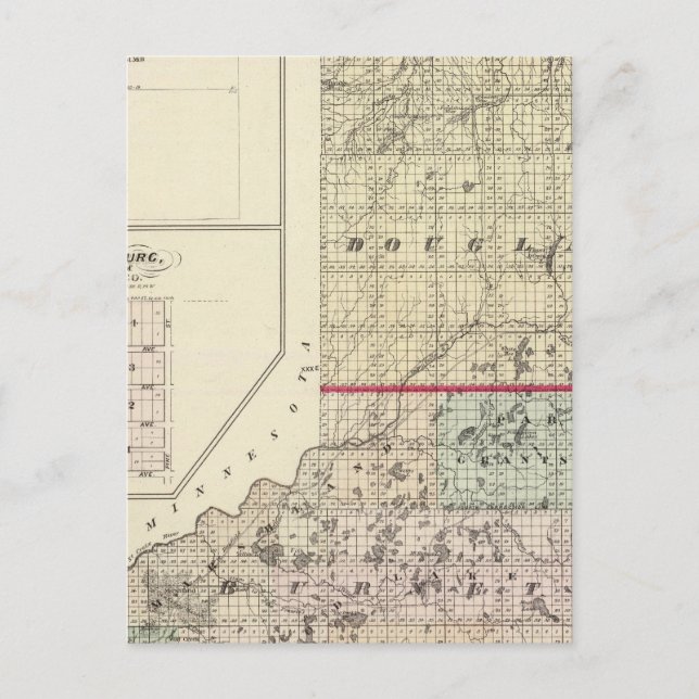 Karta i regionerna Douglas och Burnett Vykort (Framsida)