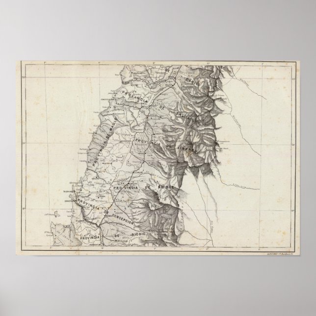 Karta i Republiken Chile 6 Poster (Framsidan)