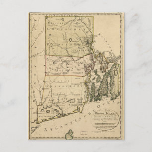 Karta i Rhode island av Carl Ernst Bohn (1797) Vykort