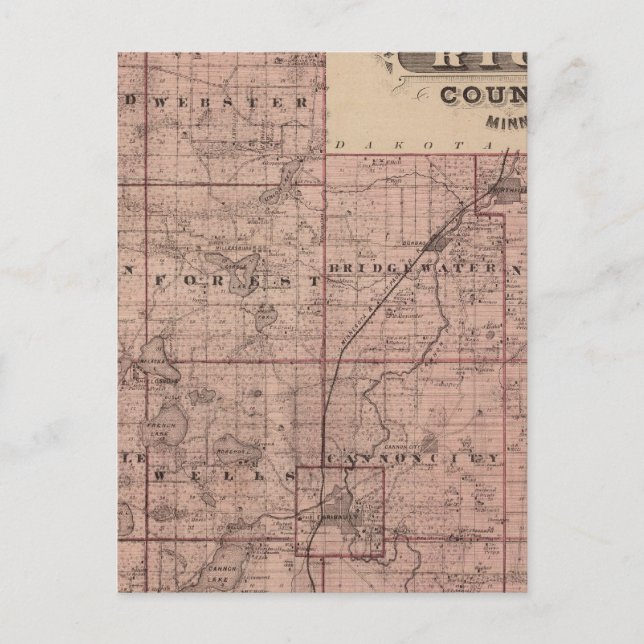 Karta i Ris County, Minnesota Vykort (Framsida)