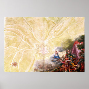 Karta i Rocroi, från "Atlas de Louis XIV" Poster