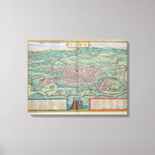 Karta i Rom, från "Civitates Orbis Terrarum" av Ge Canvastryck