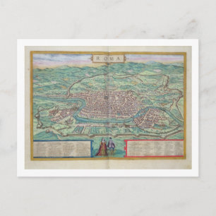 Karta i Rom, från "Civitates Orbis Terrarum" av Ge Vykort
