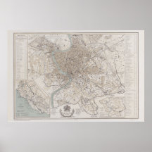 Karta i Rom Italien 1869 Reproduction is authorise