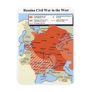 Karta i ryska civila Krig under Väster 1918-1920 Magnet
