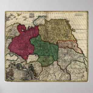 Karta i Ryssland (1704) Poster