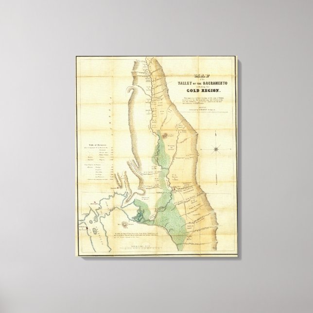 Karta i Sacramento-dalen Canvastryck (Framsida)