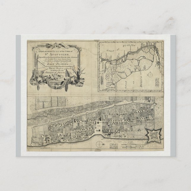 Karta i Saint Augustine Florida (1764) Vykort (Framsida)