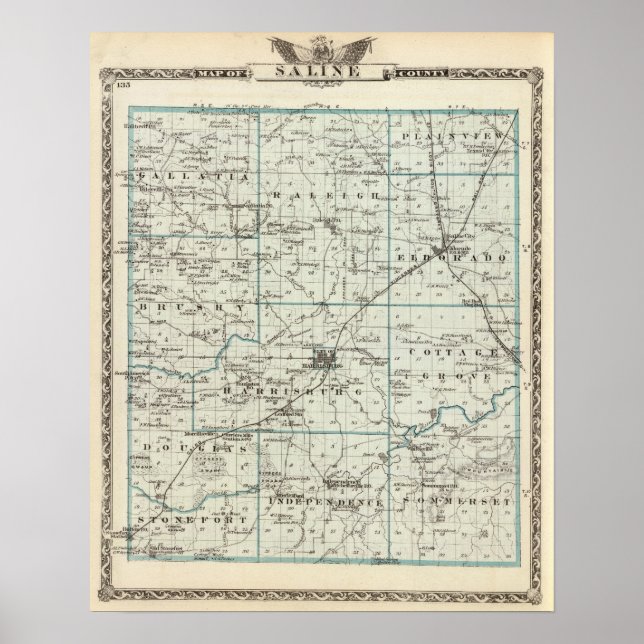 Karta i Saline County Poster (Framsidan)