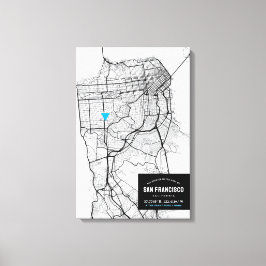 Karta i San Francisco + markera din plats Canvastryck