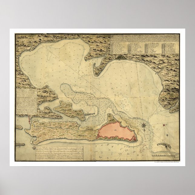 Karta i San Juan, Puerto Rico 1785 Poster (Framsidan)