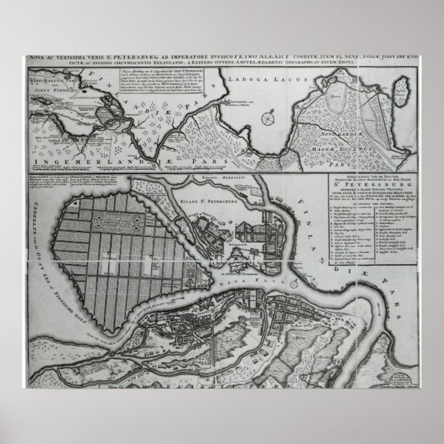 Karta i Sankt Petersburg, c.1750 Poster (Framsidan)
