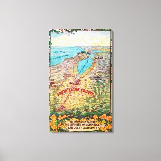 Karta i Santa Clara County Canvastryck (Framsida)