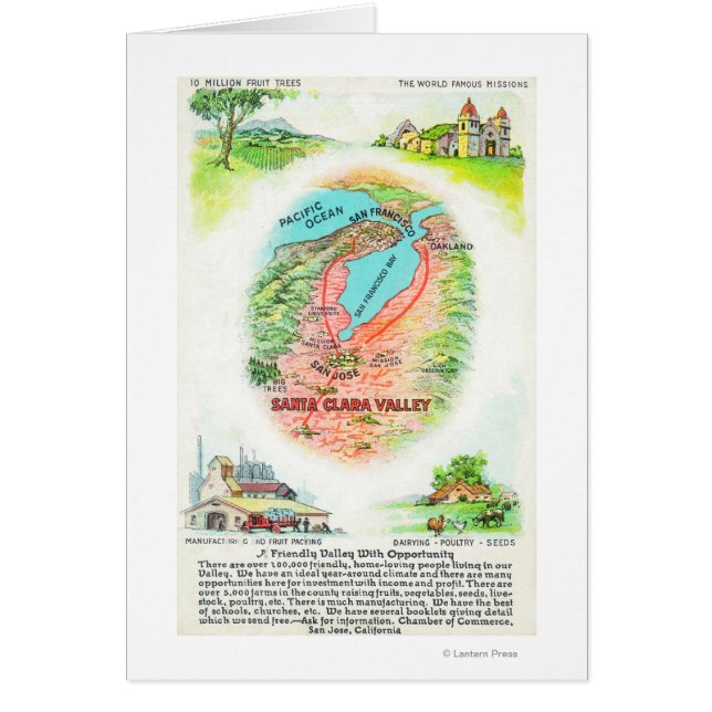 Karta i Santa Clara County med Sites Hälsningskort (Framsidan)