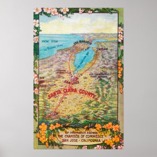 Karta i Santa Clara County Poster