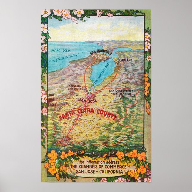 Karta i Santa Clara County Poster (Framsidan)