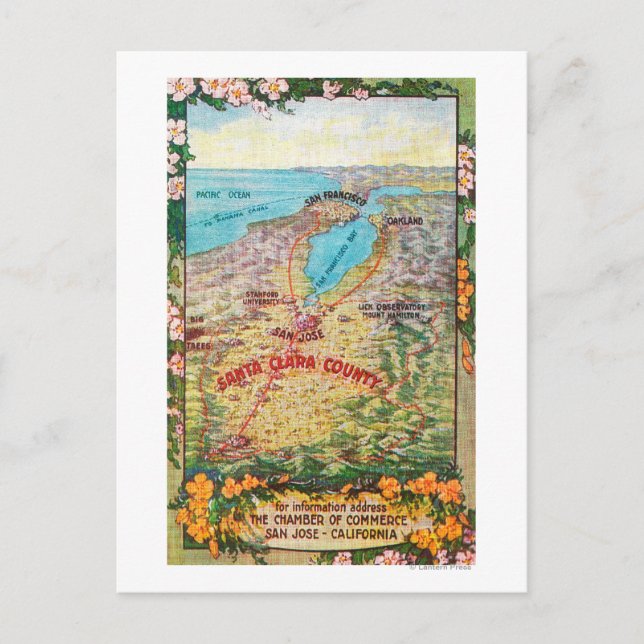 Karta i Santa Clara County Vykort (Framsida)