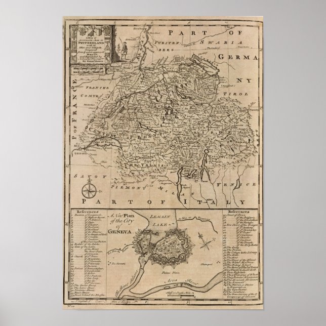 Karta i Schweiz Poster (Framsidan)