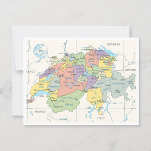 Karta i Schweiz Vykort