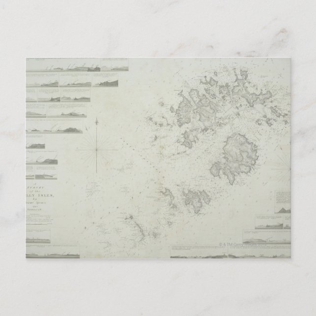 Karta i Scilly Isles i Storbritannien Vykort (Framsida)