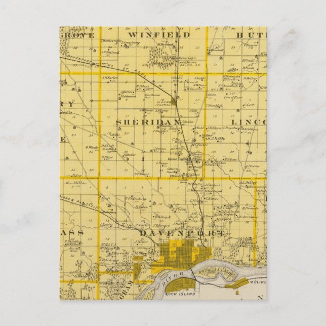 Karta i Scott County, Iowa Vykort (Framsida)