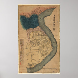 Karta i Shanghai, China (1884) Poster