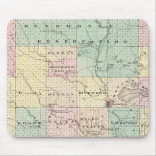 Karta i Shawano County, delstaten Wisconsin Musmatta