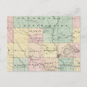 Karta i Shawano County, delstaten Wisconsin Vykort