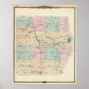 Karta i Sheboygan County, delstaten Wisconsin Poster