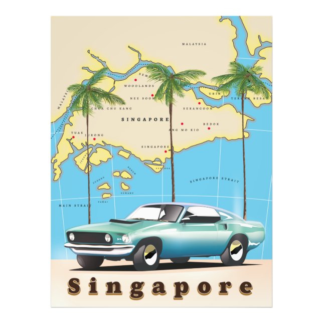 karta i Singapore Fototryck (Framsidan)
