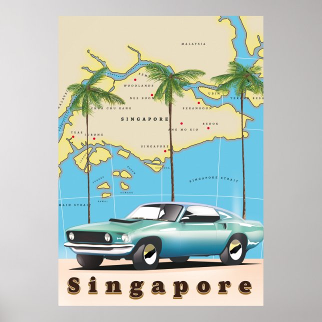 karta i Singapore Poster (Framsidan)
