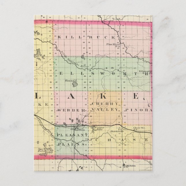 Karta i Sjö County, Michigan Vykort (Framsida)