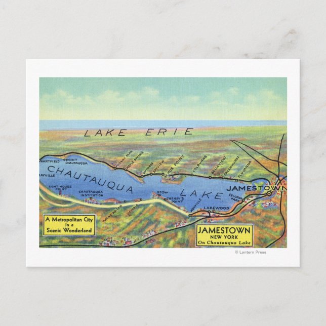 Karta i Sjö och omgivande Städer Vykort (Framsida)