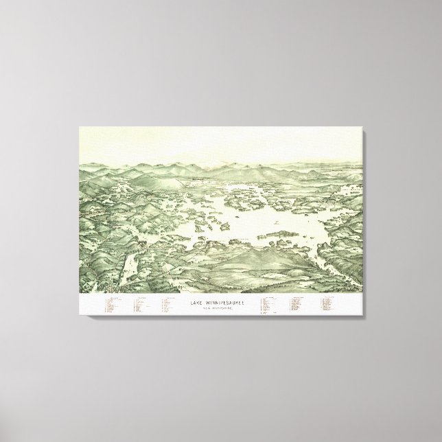 Karta i Sjö Winnipesaukee från 1903 Canvastryck (Framsida)