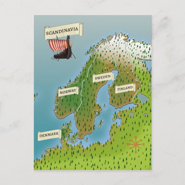 KARTA i SKANDINAVIEN Vykort (Framsida)