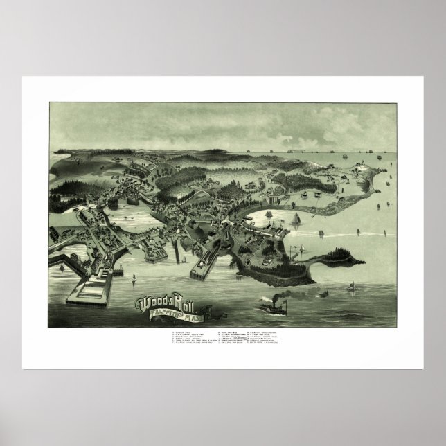 Karta i Skogen Hål, Massachusetts från 1887 Poster (Framsidan)